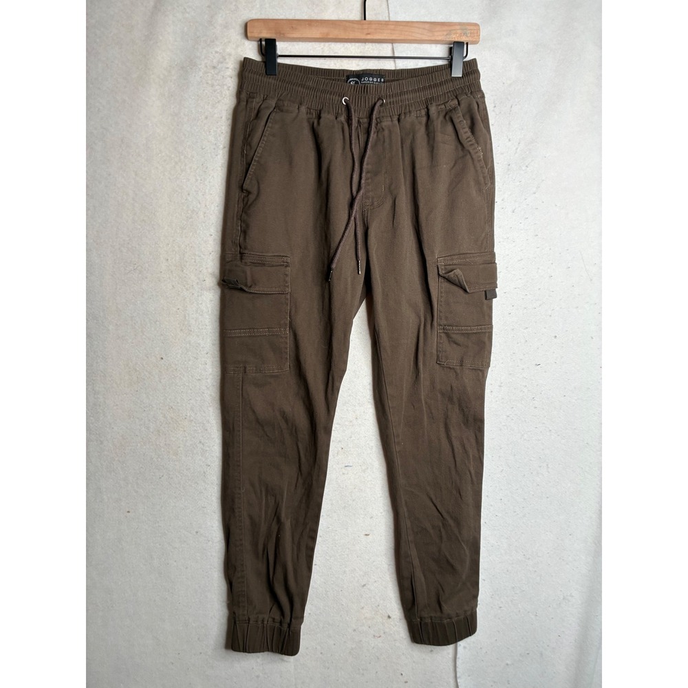 Stitches & Rivets Mens Brown Cargo Jogger Pants Size Small Drawstring Elastic